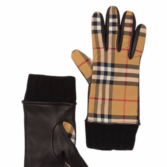 Burberry Vintage Check & Leather Gloves - Picture 2 of 7